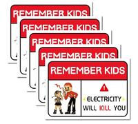 CRASPIRE 5Pcs Remember Electricity Will Kill You Sticker Warning Sign Stickers 10 x 7in Vinyl Safety Decal Labels Adhesive Electrical Shock Electrocution Wall Indoor Outdoor Electric Meter Box