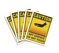 CRASPIRE 5Pcs Warning Stickers Do Not Touch Caution Hot Surface Sticker 9.8" x 6.9" PVC Yellow Waterproof Self Adhesive Vinyl Danger Safety Sign Label Decals for Process Hazards Warehouse Water Bottle