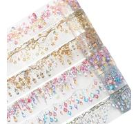 CRASPIRE 6 Rolls 12m x 4cm PET Tape Colorful Lighting Decorative Journal Scrapbooking Adhesive Waterproof Stickers Original DIY Handbook Crafts Gift Wraping for Christmas Diary Art Planner Supplies