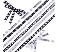 CRASPIRE 6 Rolls 3/8"(10mm) 30 Yards(27.42m) Volleyball Ribbons Polyester Black White Star Sport Ball Polka Dot Grosgrain Cute Ribbon for Wreath Sewing DIY Craft Wrapping Making Hair Bows Sports Party