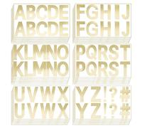 CRASPIRE 6 Sheets Letter Number Stickers Small Golden Self Adhesive Alphabet Stickers Kit Sticky Decals Letters for DIY Craft Gift Scrapbook Sign Kitchen Door Address
