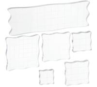 CRASPIRE 6 Styles Acrylic Stamp Blocks Tools with Grid Lines Wavy Frosted Border Decorative for DIY Crafts Scrapbooking Essential Card Crafts Making Ornaments Stamping DIY Tools Projects Art