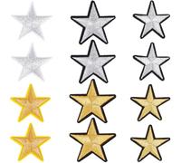 CRASPIRE 6 Styles Star Iron on Patches 42Pcs Adhesive Stars Embroidery Cloth Sew on Patch Yellow&White Embroidered Appliques Embellishments Computerized for DIY Clothes Crafts Jeans Repair Decoration