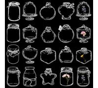 CRASPIRE 60Pcs 15 Styles Transparent Dried Flower Bookmarks Flownwing Dried Flower Bookmark Large Size DIY Dried Flower Bookmark Kit Clear Jars Stickers World in A Bottle Stickers