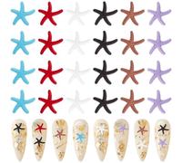 CRASPIRE 60Pcs/Box Small Starfish Nail Art Charms Alloy Summer Star Studs Accessories Beach Ocean Theme Designs Sea Series Crafts for Women DIY Rivets Supplies Manicure Decoration 0.24" x 0.28"