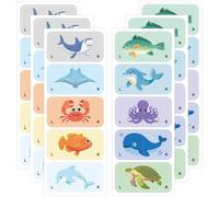 CRASPIRE 60Pcs Shoe Stickers for Learning Left Right 3x1.5In Cute Self Adhesion Sea Animals Fish Labels Cartoon Sole Decal Waterproof PVC Protective Film for Birthday Party Gift Help Put Shoes On