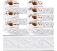 CRASPIRE 620 x 2in Crown Molding Peel and Stick Foam White Self Adhesive Flexible Trim 3D Sticky Vintage Decorative Wallpaper Border Wall Edging Foam Baseboard Mirror Border Wall Lines Hotel DIY Decor