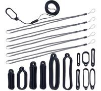 CRASPIRE 65Pcs 6 Size Anti-Lost Lanyard Set with 5Pcs Lanyards Strap Pendant Necklace 60Pcs Silicone Rubber Rings Adjustable Fixing Rings Pen Soft Protective Ring Replacement Multipurpose for Keychain