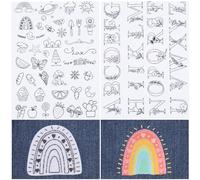 CRASPIRE 66Pcs A-Z Letters Flowers Mushroom Water Soluble Embroidery Patterns Stabilizers Hand Sewing Stick and Stitch Transfers Fabric Wash Away Pre-Printed Self Adhesive for Bags Cloth Sewing Lovers