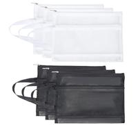 CRASPIRE 6Pcs 2 Colors Mesh Zipper Pouch Bags Black White A4 Double-Layer Portable Handbag Nylon Document Organizer Clearly Visible Building Block Storage Pouch Handle for School Office Game Travel