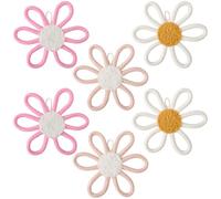 CRASPIRE 6Pcs 3 Colors Daisy Nursery Wall Decor Woven Flower Wall Dorm Art Cotton Macrame Boho Flowers Sign Bohemian Hanging Plaque Decorations for Home Farmhouse Bathroom Housewarming Gifts
