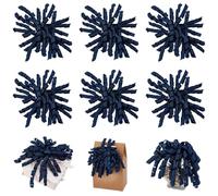 CRASPIRE 6Pcs 6" Midnight Blue Grosgrain Curly Ribbon Bow for Gift Wrapping Burst Twist Tie Self-Adhesive Gift Stick on Bows for Gift Basket Wedding Birthday Party Favor Christmas Holiday Decorations