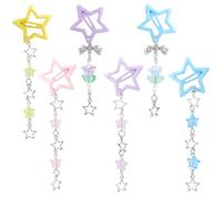 CRASPIRE 6Pcs 6 Styles Star Tassels Hair Clips Non-Slip 2000s Snap Plastic Barrettes Cute Star Flower Beaded Pendant Pin Accessory for Women Styling Gift Wedding Prom Braid Long Short Thin Thick Hair