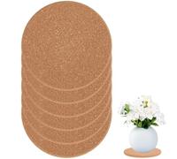 CRASPIRE 6Pcs Absorbent Cork Coaster 4 Inch Round Plant Mats Wooden Thick Blank Coasters Reusable Non-Slip Heat Resistant Surface Protector for Table Floor DIY Crafts Hot Cold Drink Indoor Flower Pots
