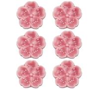 CRASPIRE 6Pcs Cherry Blossom Ceramic Chopsticks Rest Cute Pink Chopsticks Stand Rack Stand Pen Holder Portable Elegant Practical for Forks Spoons Paint Brushes Gift Catering Hotels