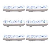 CRASPIRE 6Pcs Chopstick Rest Blue Floral Porcelain Chopsticks Holder Ceramic Japanese Chinese Painted Dinner Spoon Fork Brush Pen Stand Rack Set for Countertop Tableware Home Ornaments Decoration