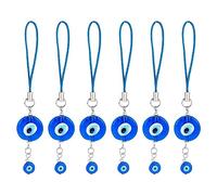 CRASPIRE 6pcs Evil Eye Hanging Ornament Pendant Decorations Blue Lucky Protection Cell Phone Charm Wallet Pendants Decor Accessories Gift for Rear View Mirror Balcony Car Office Window Home Decor
