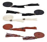 CRASPIRE 6Pcs Thin Tassel Braided Belt PU Leather 65/57in Boho Knotted Waistband Rope Vintage Skinny Trendy Adjustable Tie Decorative Woven Waist Cord for Ladies Women Summer Skirt Dress Clothes
