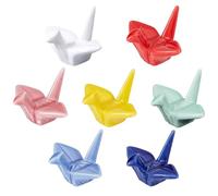 CRASPIRE 7 Colors Origami Crane Chopstick Rest Porcelain Chopsticks Holder Chinese Style Ceramic Dinner Spoon Fork Brush Pen Stand Rack Set for Countertop Tableware Home Ornaments Decoration