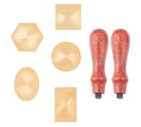 CRASPIRE 7 Pieces Blank Wax Seal Stamp Set with 5PCS Mixed Shapes Wax Seal Stamp Heads, 2PCS Handles for Wedding, Party Invitaion, Crads, Gift Decoration