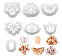 CRASPIRE 7 Shapes Flower Polymer Clay Cutters Basic Clay Cutter for Polymer Kit Boho Vintage Floral Earring Pattern Molds Jewelry Making DIY Crafts Bakery Cake Ear Studs