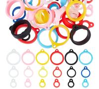 CRASPIRE 72Pcs 3 Size Anti-Lost Rings Set 8mm 13mm 21mm 6 Color Silicone Pendant Adjustable Rubber Ring Soft Protective Fixing Case Replacement Multipurpose Pen Keychain USB Small Item