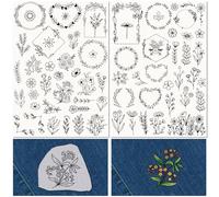CRASPIRE 75Pcs Wreath Flower Water Soluble Embroidery Stabilizers Patterns Floral Garland Hand Sewing Stick and Stitch A4 Transfers Fabric Wash Away Pre-Printed Self Adhesive for Cloth Sewing Lovers