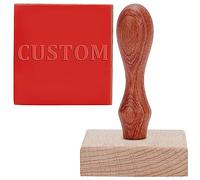 CRASPIRE 7x7cm Custom Logo Text Stamp Wooden Rubber Stamps Rectangle Personalized Wood Handle Customized for Business Branding Crafting Needs Address Name Stamp DIY Scrapbooking