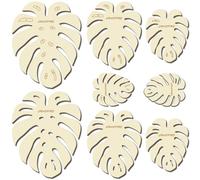 CRASPIRE 8 Pcs 4 Sizes Large Macrame Leaf Template Summer Monstera Leaves Natural Wood Cutting Molds Rustic Tassel Wooden Templates Hanging Tool for DIY Crafts Making Home Wall Decoration