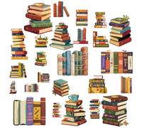 CRASPIRE 8 Sheets 8 Styles Book Window Stickers Boho Books Window Clings Waterproof Anti Collision Window Decals Peel and Stick Glass Wall Decoration for Home Bedroom Living Room Library 5.7x7.87