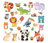 CRASPIRE 8 Sheets Animal Window Stickers Self Adhesive Panda Bear Squirrel Cartoon Window Clings Wall Stickers Decals Peel and Stick Vinyl PVC Waterproof Decor for Bedroom Nursery Living Room Bath