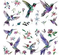 CRASPIRE 8 Sheets Bird Wall Decals Hummingbird Flower Leaf Window Clings Wall Stickers Peel and Stick Vinyl PVC Waterproof Adhesive Decor for Home Stairway Bedroom Living Room Showcase