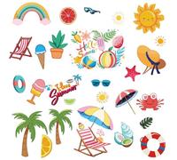 CRASPIRE 8 Sheets Coconut Window Sticker Sun Crab Sunglass Sunshade Wall Clings Summer Peel and Stick Paster Waterproof Large Decal for Home Stairway Restaurant Kitchen Showcase Glass Doors PVC Decor