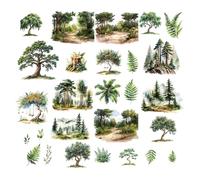 CRASPIRE 8 Sheets Green Window Stickers Tree Plant Wall Decals Forest PVC Waterproof Self Adhesive Translucence Clings Peel and Stick for Creative DIY Decoration Classroom Bedroom Housewarming Gifts