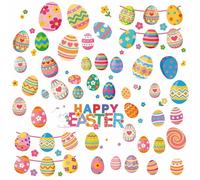 CRASPIRE 8 Sheets Happy Easter Egg Wall Stickers Window Stickers PVC Waterproof Self Adhesive Wall Decals Peel and Stick for Library Reading Room Window Decor Clings Housewarming Gift