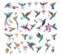 CRASPIRE 8 Sheets Hummingbirds Window Clings Birds Flower Colorful Spring Wall Decals Stickers Peel and Stick Vinyl PVC Waterproof Adhesive Decor for Bedroom Living Room Bath Dorm