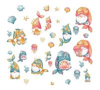 CRASPIRE 8 Sheets Mermaid Ocean Wall Stickers Cartoon Sea Jellyfish Starfish Coral Stickers Window Decals PVC Waterproof Self Adhesive Cling Peel and Stick for Nursey Home Bedroom Living Room Bedroom