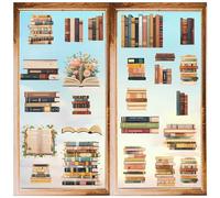 CRASPIRE 8 Styles Book Wall Sticker Reading Window Decor Clings Adhesive Vinyl Study Read Books Colorful Art Print Double Sided Decals Peel and Stick for Home Wall Window Cling Supplies Decorations