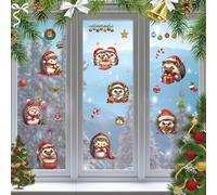CRASPIRE 8 Styles Christmas Hedgehog Window Sticker Xmas Tree Balloon Star Gifts Cane Decorative Balls PVC Self Adhesive Window Clings Glass Decal for Bedroom Home Showcase Holiday Party Supplies