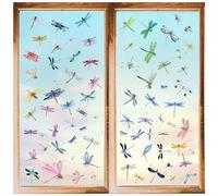CRASPIRE 8 Styles Dragonfly Window Stickers Colorful Wall Clings Peel and Stick PVC Waterproof Self Adhesive Decals Decor for Fridge Bedroom Living Room Kitchen Store Showcase Dorm Classroom