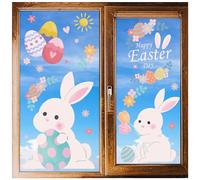 CRASPIRE 8 Styles Easter Window Stickers Egg Rabbit Flower Wall Clings Sticker PVC Waterproof Self Adhesive for Glass Showcase Home Baby Shower Nursery Decoration Party Supplies