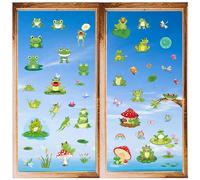 CRASPIRE 8 Styles Frog Window Stickers Green Animal Wall Clings Peel and Stick PVC Waterproof Self Adhesive Decals Decor for Fridge Bedroom Living Room Kitchen Store Showcase Dorm Classroom