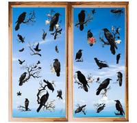 CRASPIRE 8 Styles Large Black Crows Wall Sticker Winter Branches Window Decor Clings Decals Adhesive Vinyl Bird Crow Raven on Tree Branch Wall Peel and Stick for Home Wall Window Cling Supplies Decor