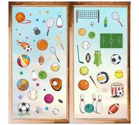 CRASPIRE 8 Styles Sports Wall Stickers PVC Ball Games Window Stickers Decals Waterproof Self Adhesive Cling Peel and Stick for Home Stairway Decoration Bedroom Living Room Kitchen Showcase