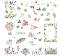 CRASPIRE 8 Styles Spring Swallow Butterfly Wall Stickers Decals Flowers PVC Window Waterproof Self Adhesive Vinyl Cling Peel and Stick for Dorm Bedroom Living Room Store Nursery Wall Decorations Party