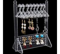 CRASPIRE 80 Holes Earring Display Holder Acrylic Jewelry Mini Hanging Hanger Clear Rack Ear Studs Clip on Holes Transparent Organizer Storage Stand Showcase for Selling Merchant Women Retail Marketing