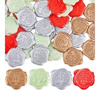 CRASPIRE 80Pcs 4 Colors Tree of Life Wax Seal Stickers Plants Vintage Self Adhesive Seal Stickers Sealing Label Decal Set for Invitations Envelope Wedding Birthday Cards Gift Wrapping