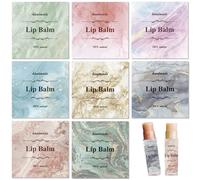 CRASPIRE 80Pcs 8 Styles Lip Balm Sticker Vintage Marbling Self-Adhesive Homemade Lip Balm Labels Multicolor Retro Square DIY Label Stickers for Lip Balm Containers Cosmetics Lipsticks