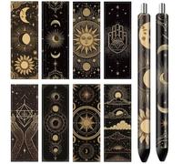 CRASPIRE 80Pcs 8 Styles Pen Wraps Sticker Decal Night Divination Sun Moon Star 4.7x1.6 Waterproof HD Print Self Adhesive Coated Decals for Personalized DIY Craft Blank Pencil Pen Crafts Gifts Giving