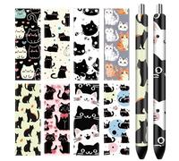 CRASPIRE 80Pcs Pen Wraps Decal 8 Styles Cute Black Cats Kitty Face 4.7×1.6in HD Print Waterproof Coated Paper Self-adhesive Stickers for Hlloween Personalized Blank Pencil DIY Crafts Creative Gifts